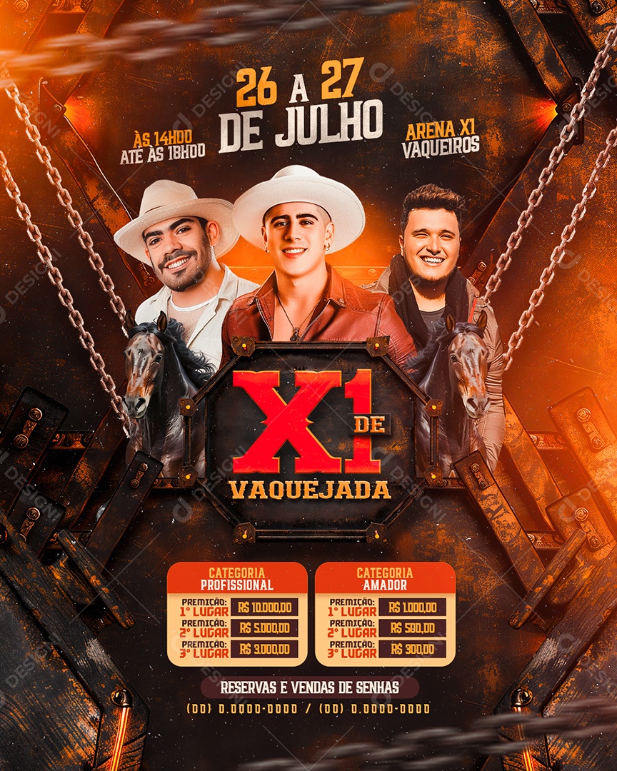 Flyer Vaquejada Artistas Social Media PSD Editável