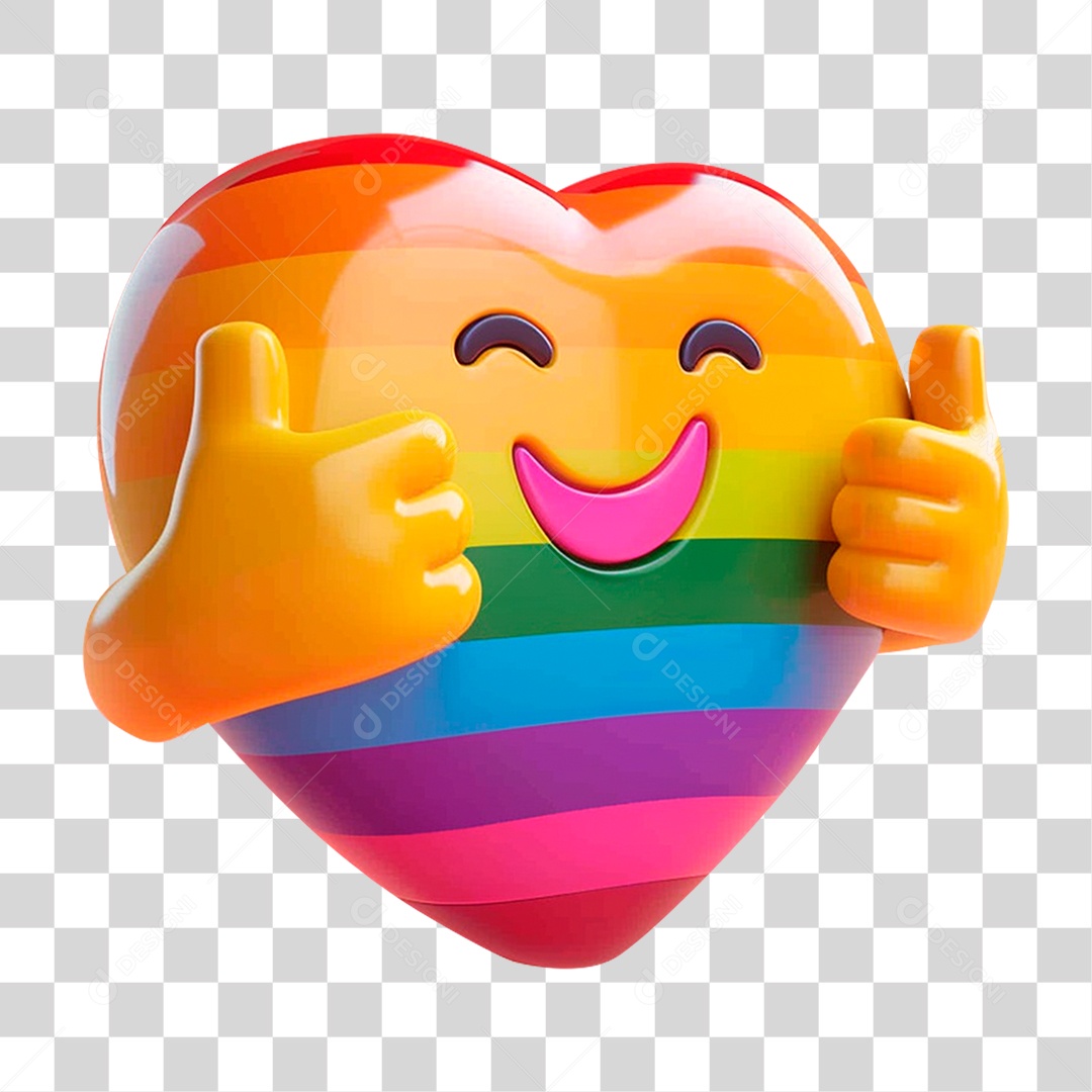 Coração Colorido Emoji PNG Transparente