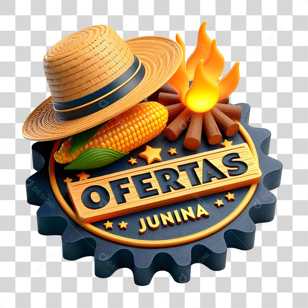 Selo 3D Ofertas Junina PNG Transparente