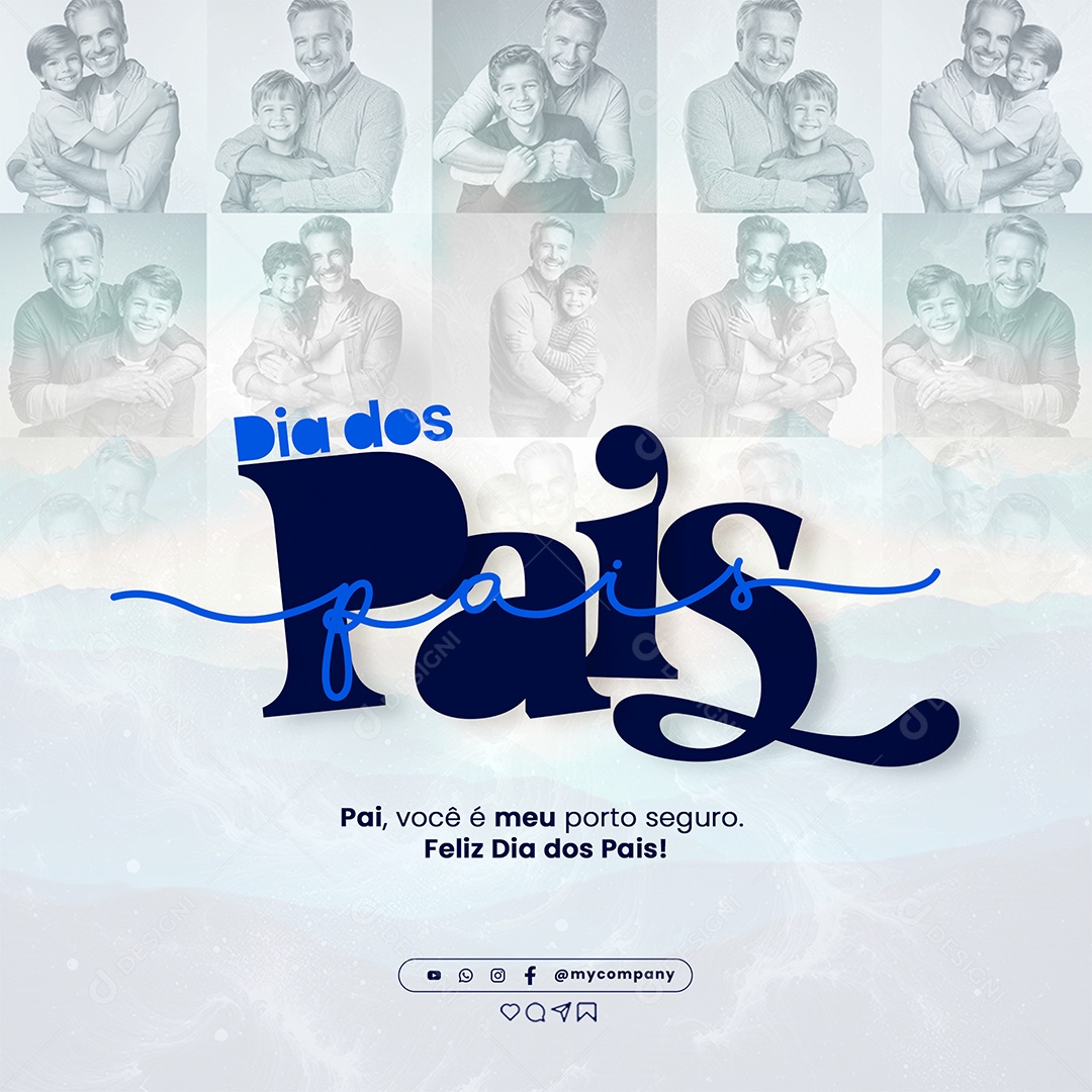 Dia dos Pais 11 de Agosto Campanha Social Media Flyer PSD Editável
