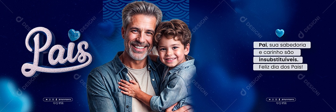 Dia dos Pais 11 de Agosto Campanha Social Media Flyer PSD Editável Carrossel Outdoor