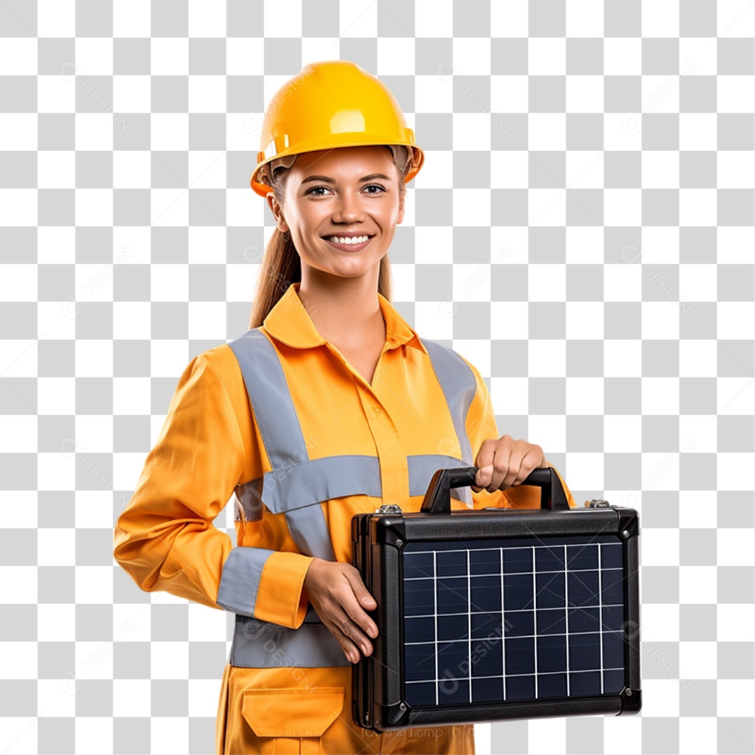 Mulher que Trabalha com Energia Solar Placa Solar PNG Transparente