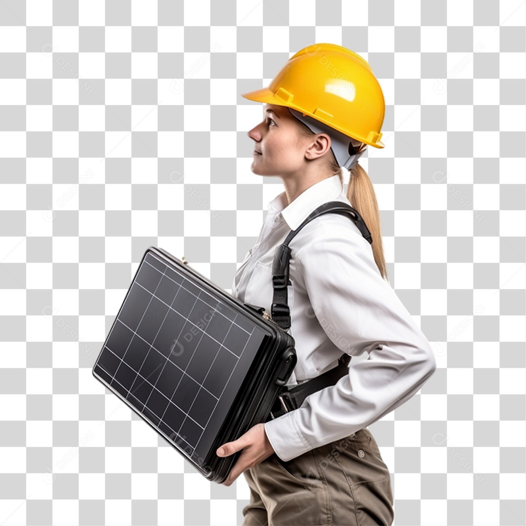 Mulher que Trabalha com Energia Solar Placa Solar PNG Transparente