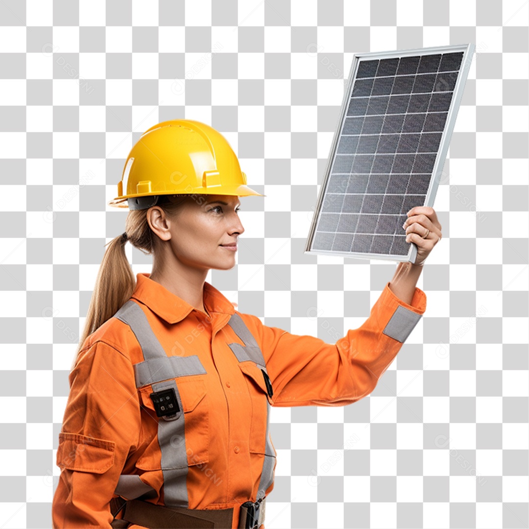 Mulher que Trabalha com Energia Solar Placa Solar PNG Transparente