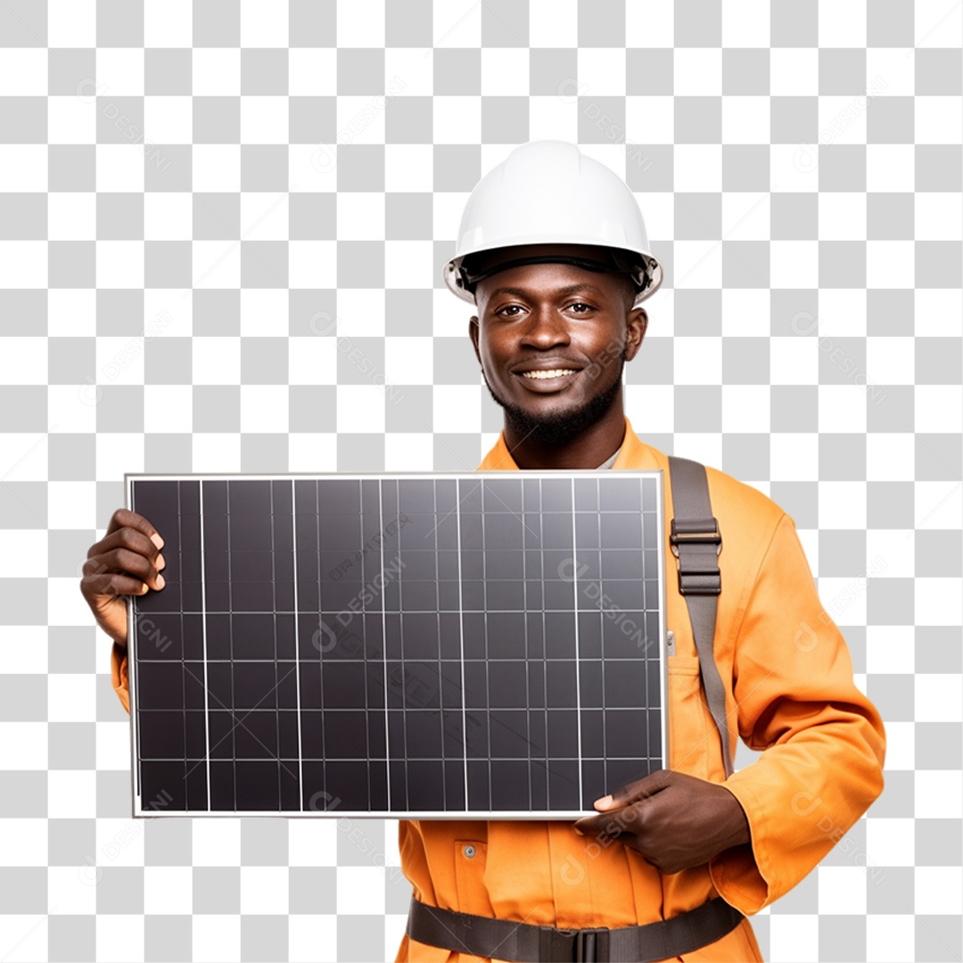 Homem que Trabalha com Energia Solar Placa Solar PNG Transparente