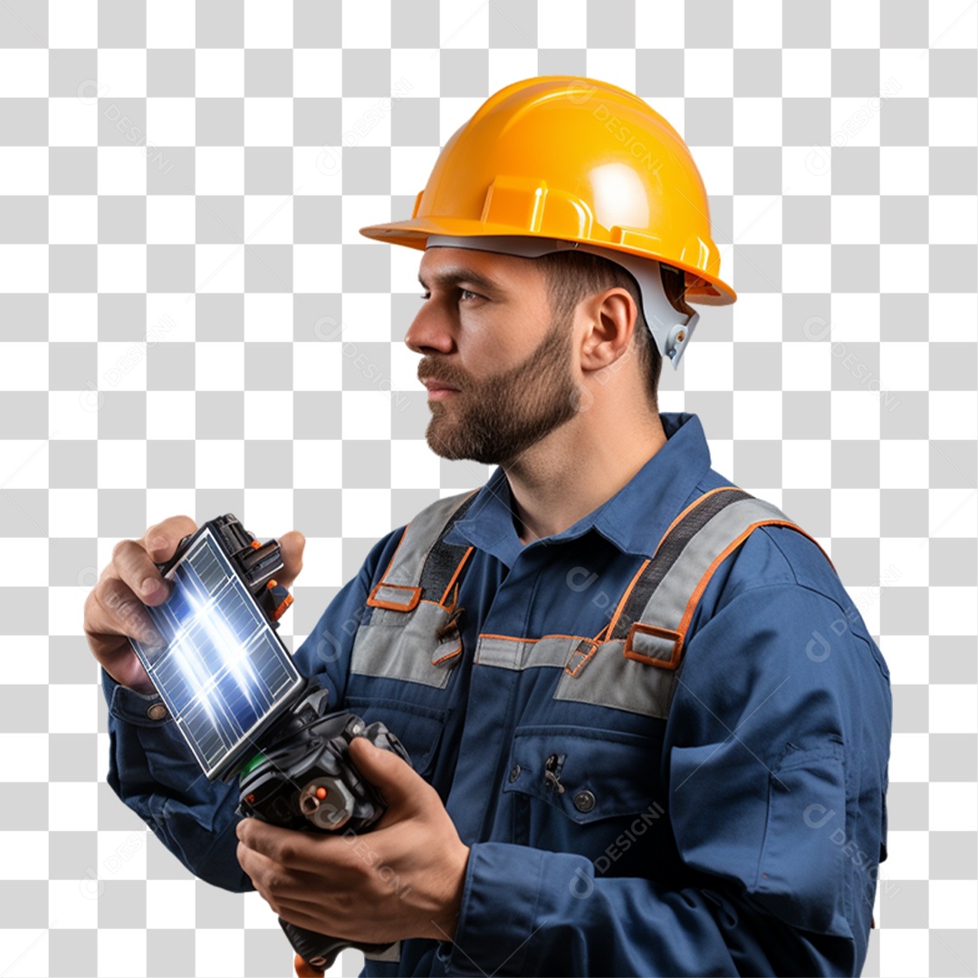 Homem que Trabalha com Energia Solar Placa Solar PNG Transparente