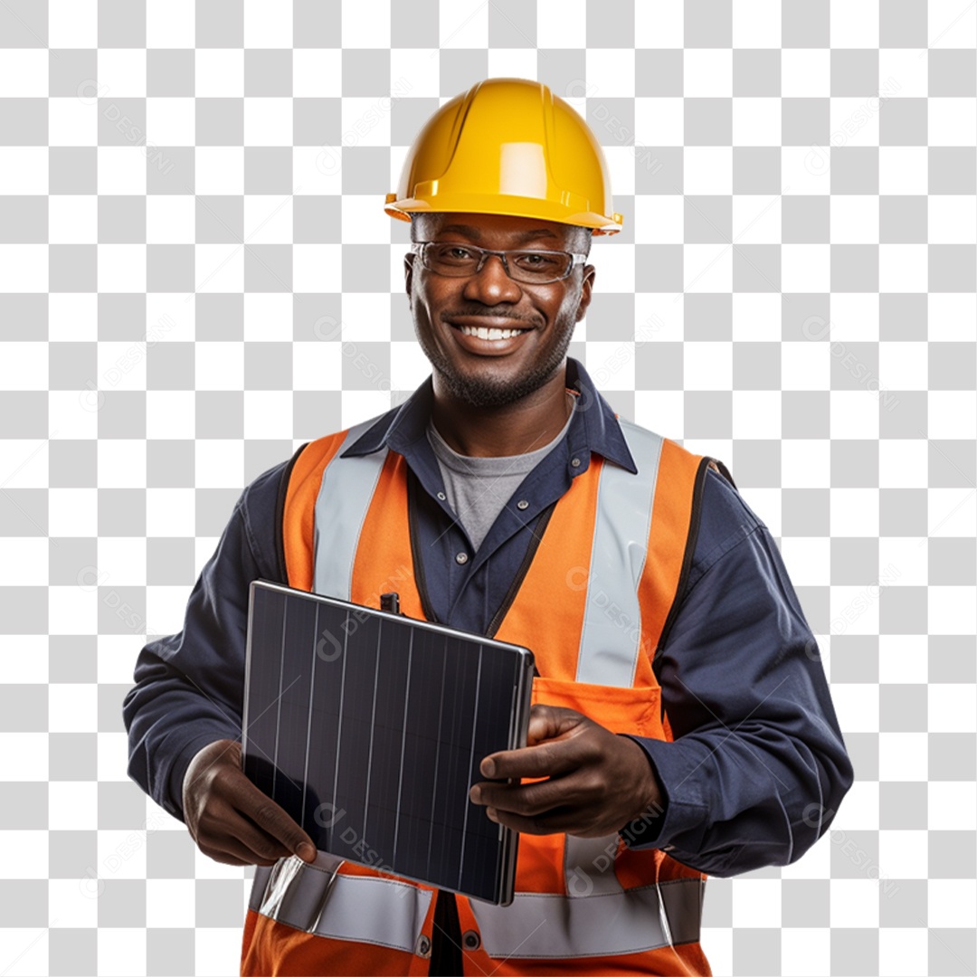 Homem que Trabalha com Energia Solar Placa Solar PNG Transparente