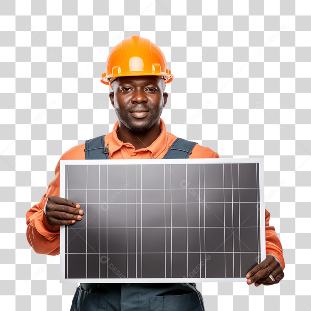 Homem que Trabalha com Energia Solar Placa Solar PNG Transparente