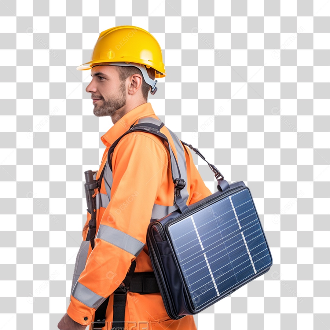 Homem que Trabalha com Energia Solar Placa Solar PNG Transparente