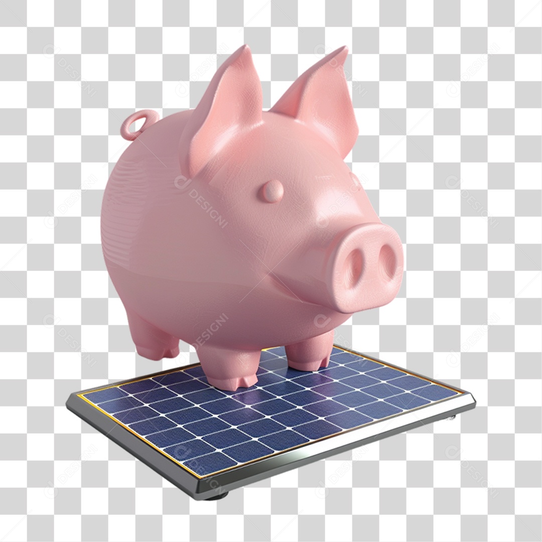 Elemento 3D Placa Solar Cofre PNG Transparente