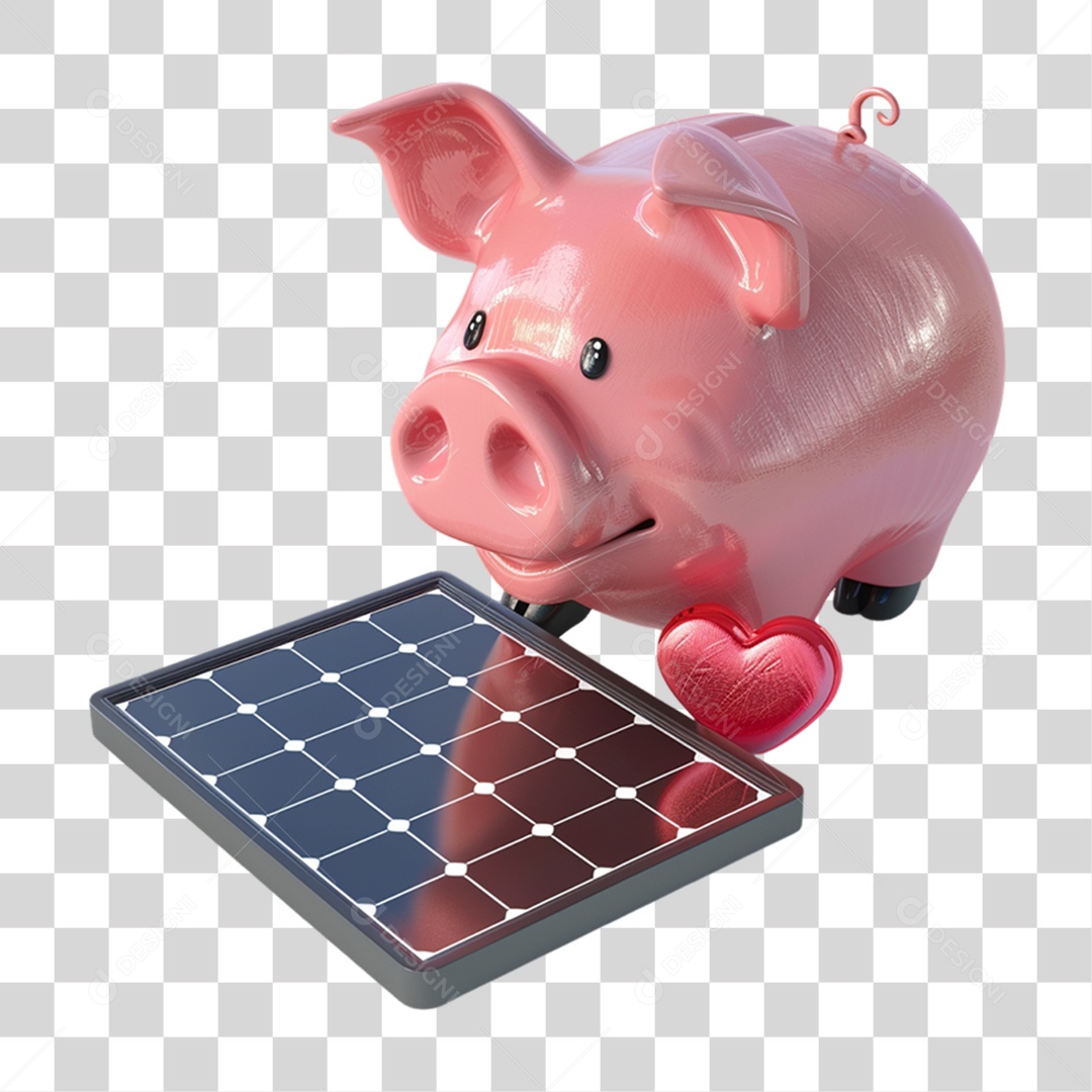 Elemento 3D Placa Solar Cofre PNG Transparente