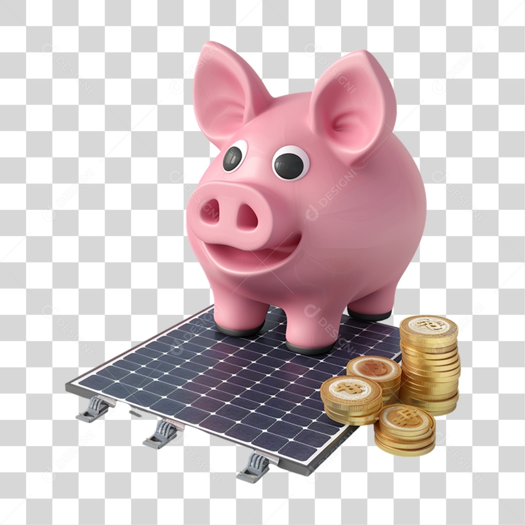 Elemento 3D Placa Solar Cofre PNG Transparente