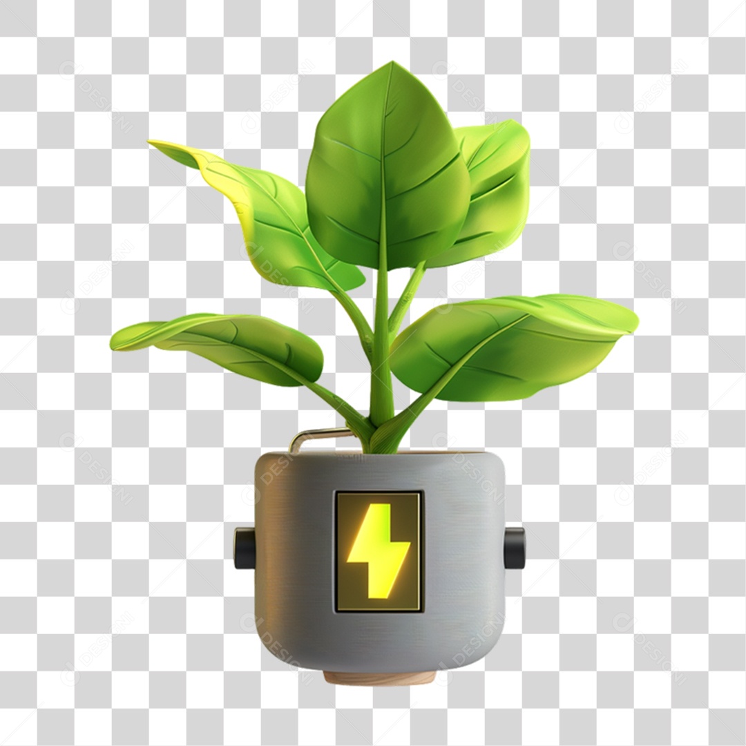Elemento 3D Planta Energia PNG Transparente