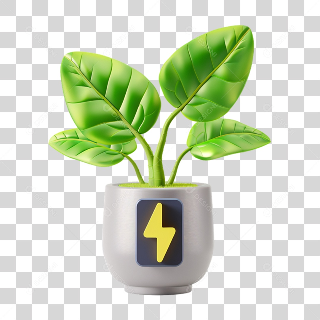 Elemento 3D Planta Energia PNG Transparente