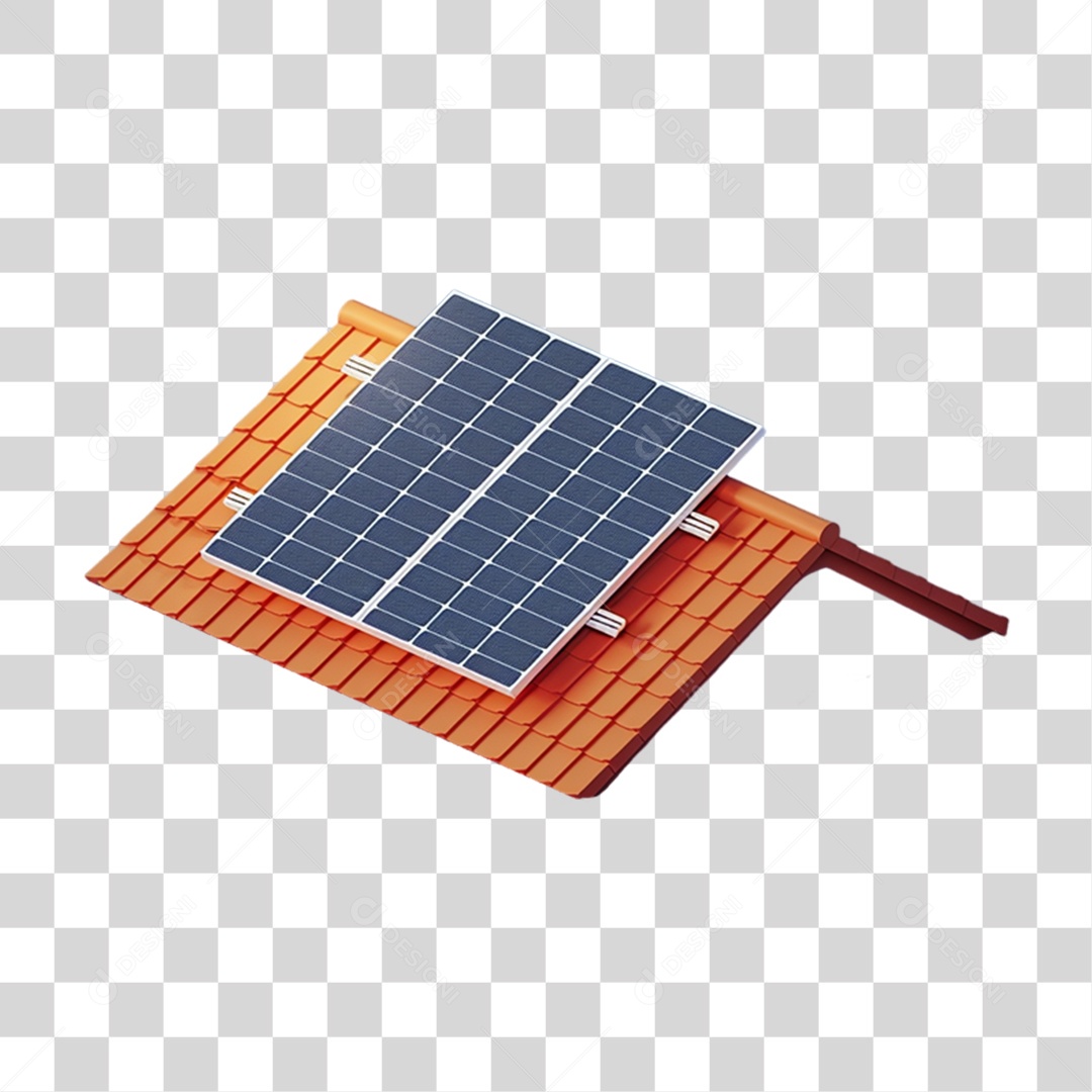 Elemento 3D Placa Solar PNG Transparente