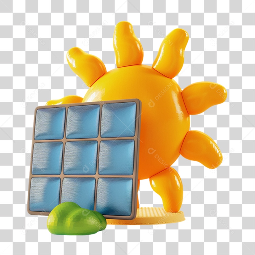 Elemento 3D Placa Solar PNG Transparente