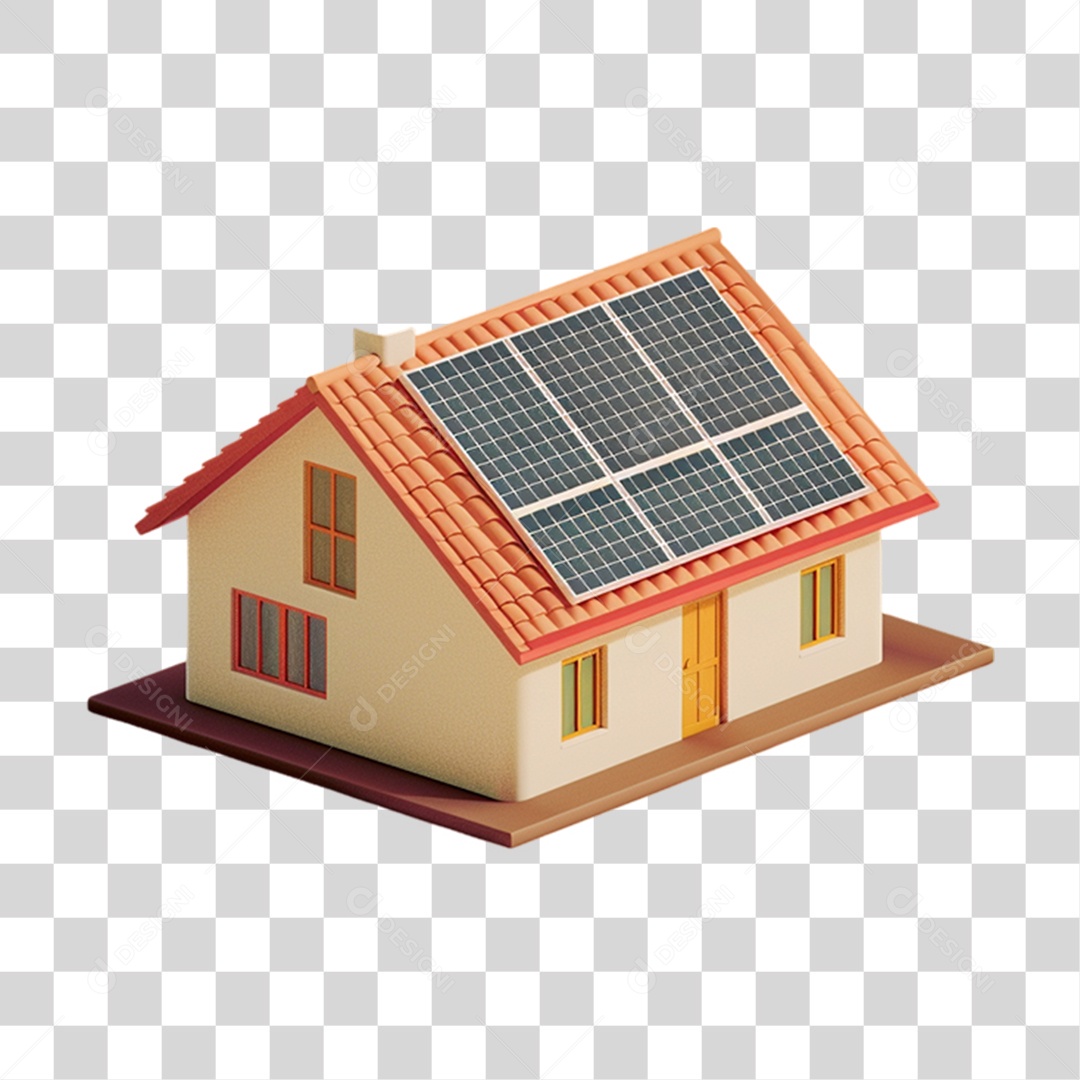 Elemento 3D Placa Solar PNG Transparente