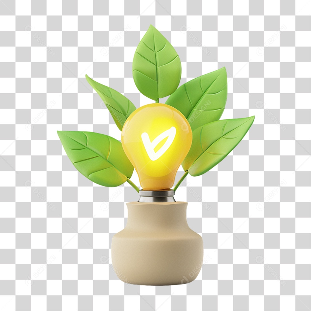 Elemento 3D Lâmpada Planta PNG Transparente