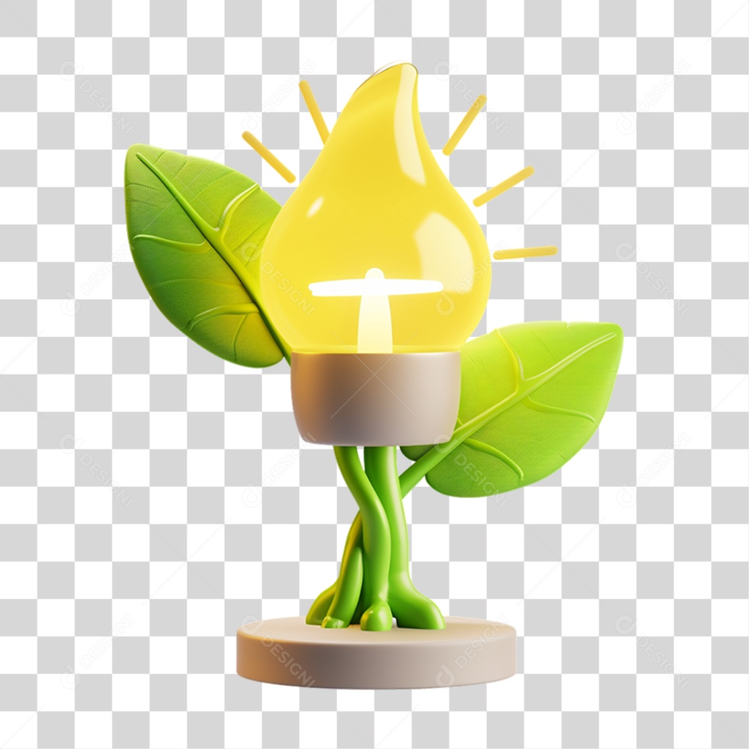 Elemento 3D Lâmpada Planta PNG Transparente