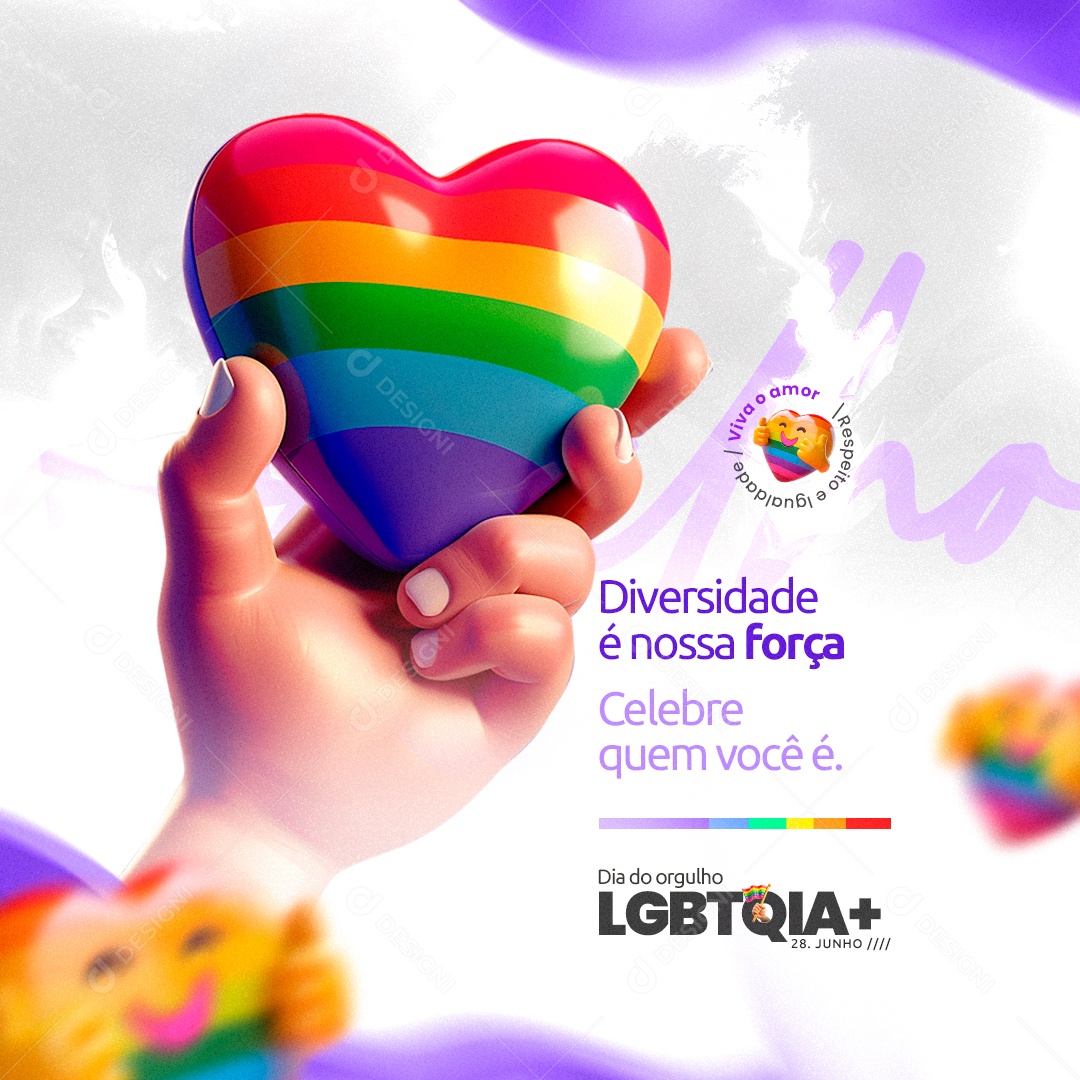 Dia Internacional do Orgulho LGBTQIA+ Diversidade Social Media PSD Editável