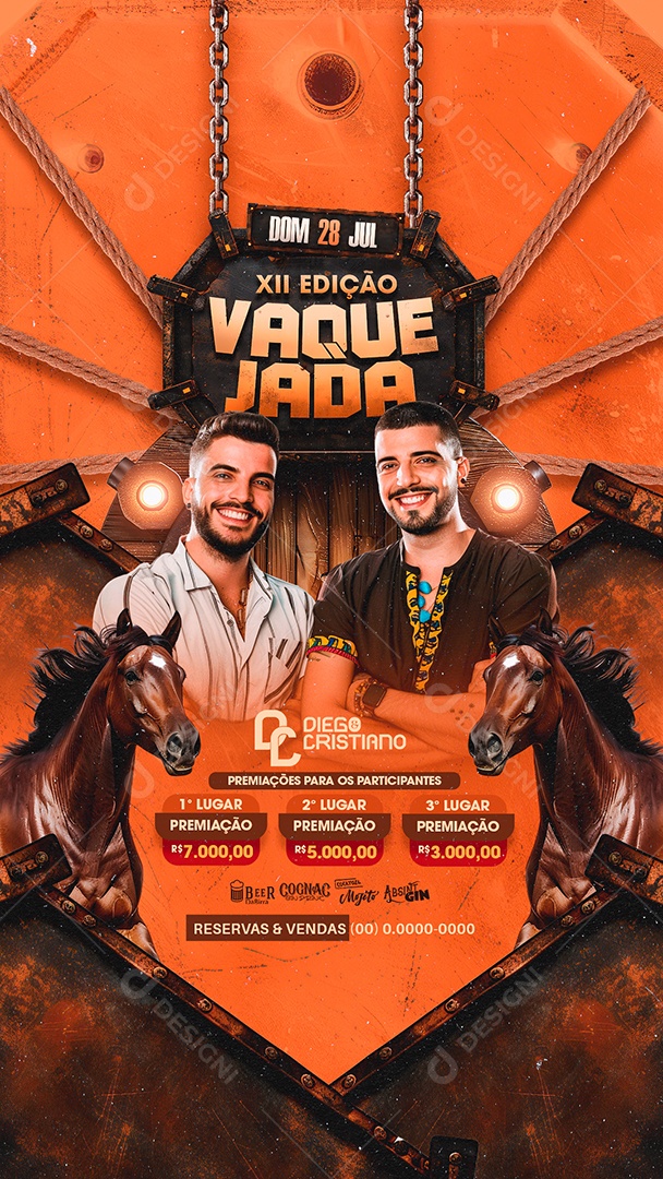 Flyer Story Vaquejada Diego e Cristiano Social Media PSD Editável