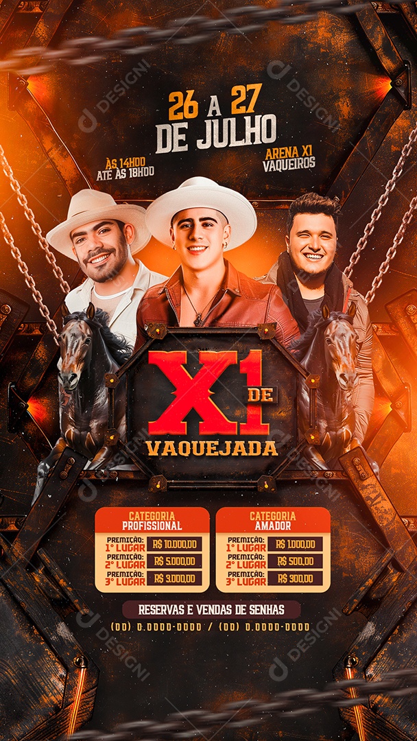 Flyer Story Vaquejada Artistas Social Media PSD Editável