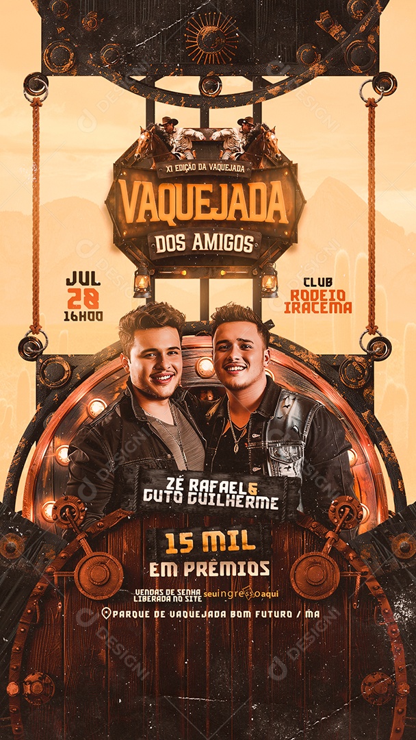 Flyer Story Vaquejada dos Amigos Zé Rafael e Guto Guilherme Social Media PSD Editável