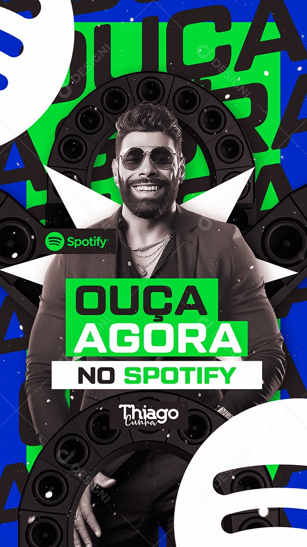 Flyer Story Ouça Agora Thiago Cunha Social Media PSD Editável