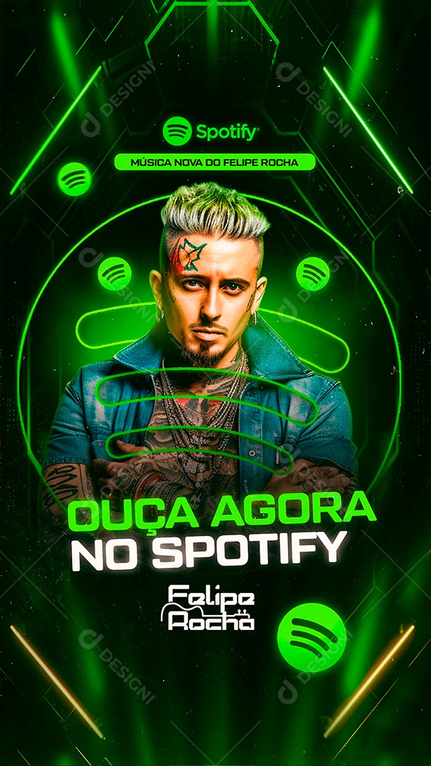 Flyer Story Ouça Agora Felipe Rocha Social Media PSD Editável