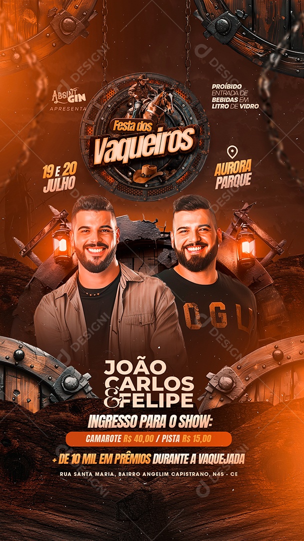 Flyer Story Festa dos Vaqueiros João Carlos e Felipe Social Media PSD Editável