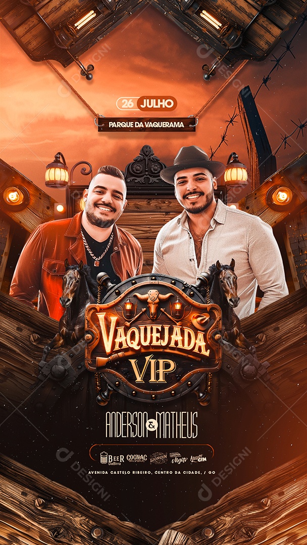 Flyer Story Vaquejada Vip Anderon e Matheus Social Media PSD Editável