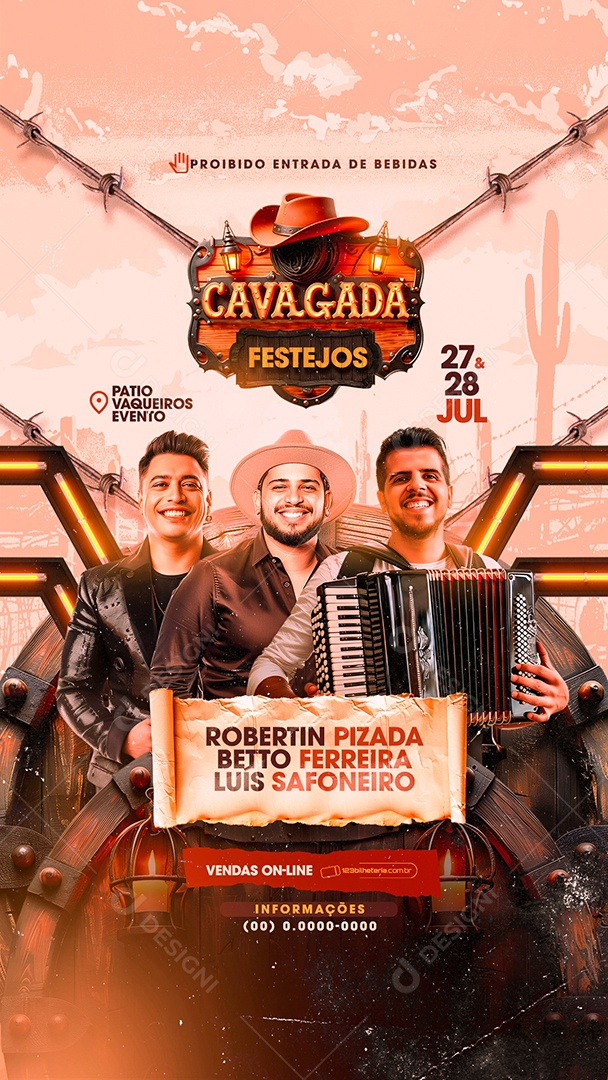 Flyer Story Cavagalda Festejo Artistas Social Media PSD Editável