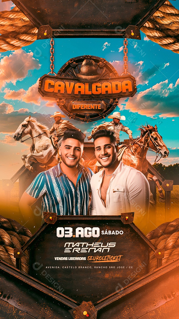 Flyer Story Cavagalda Diferente Matheus e Renan Social Media PSD Editável