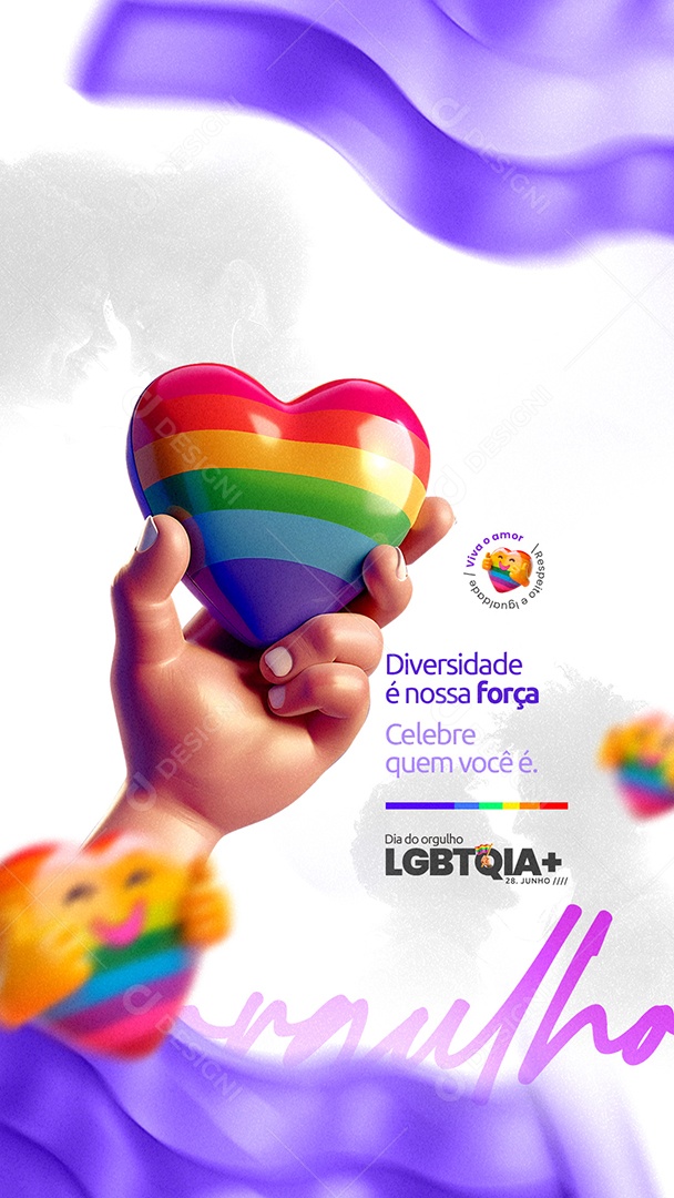 Story Dia Internacional do Orgulho LGBTQIA+ Diversidade Social Media PSD Editável