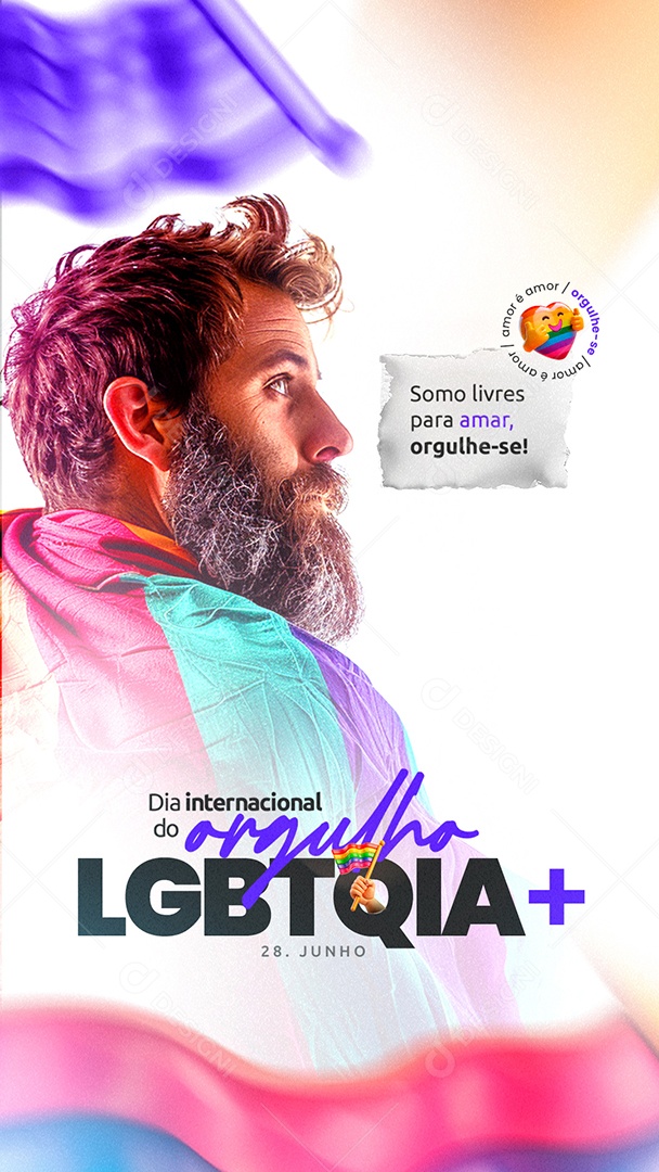 Story Dia Internacional do Orgulho LGBTQIA+ 28 de Junho Somos Livres Social Media PSD Editável