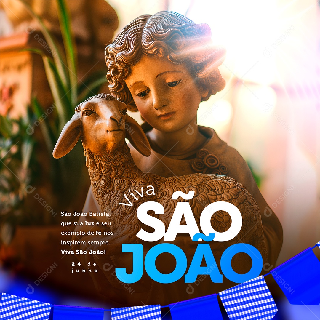 Dia de São João 24 de Junho Que a Luz e Seu Exemplo Social Media PSD Editável
