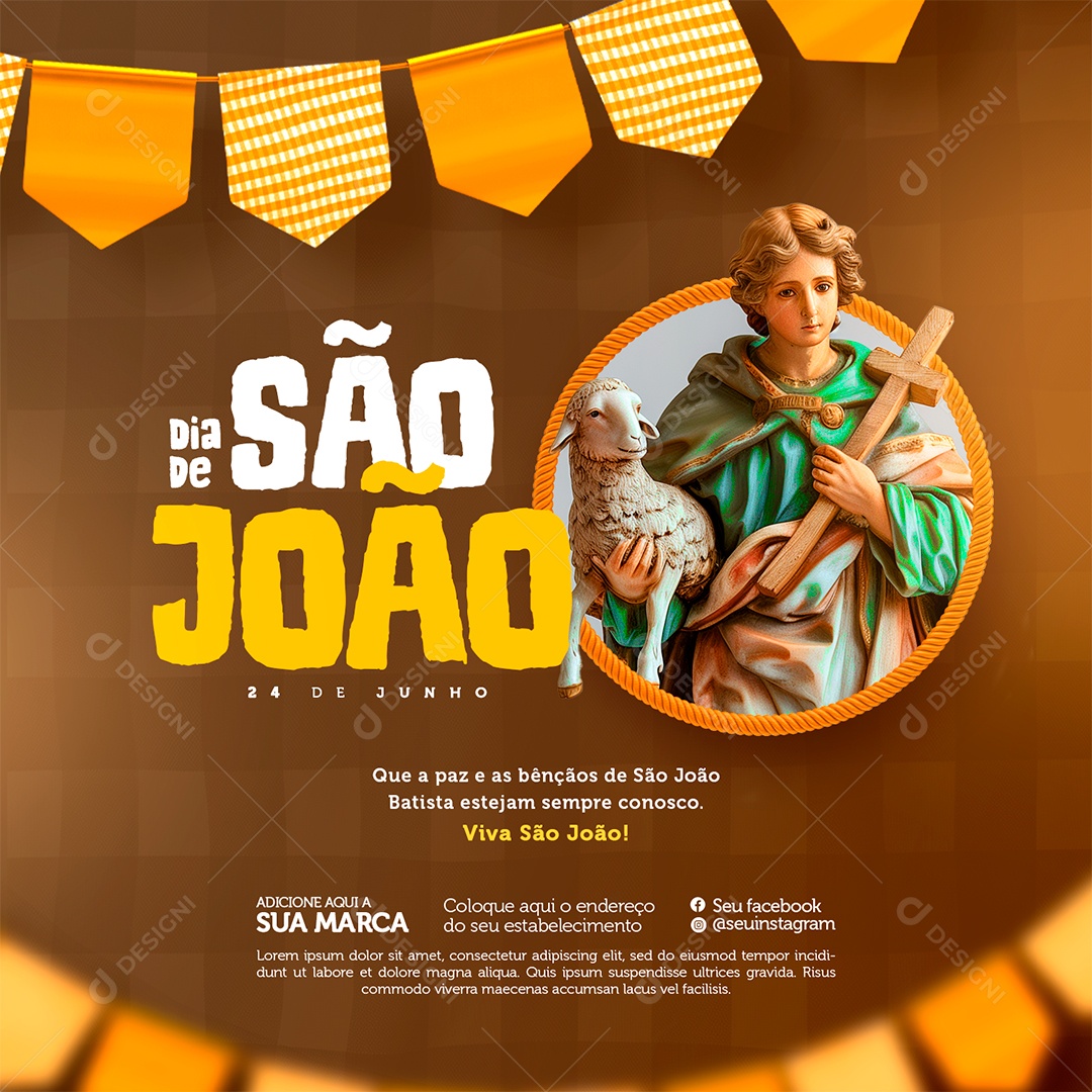 Dia de São João 24 de Junho Viva Social Media PSD Editável