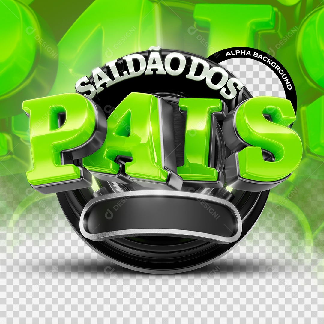 Saldão dos Pais Selo 3D Verde para Composição PSD