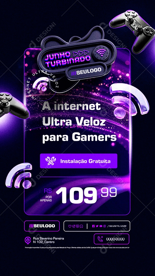 Story a Internet Ultra Veloz para Gamers Junho Turbinado Social Media PSD Editável