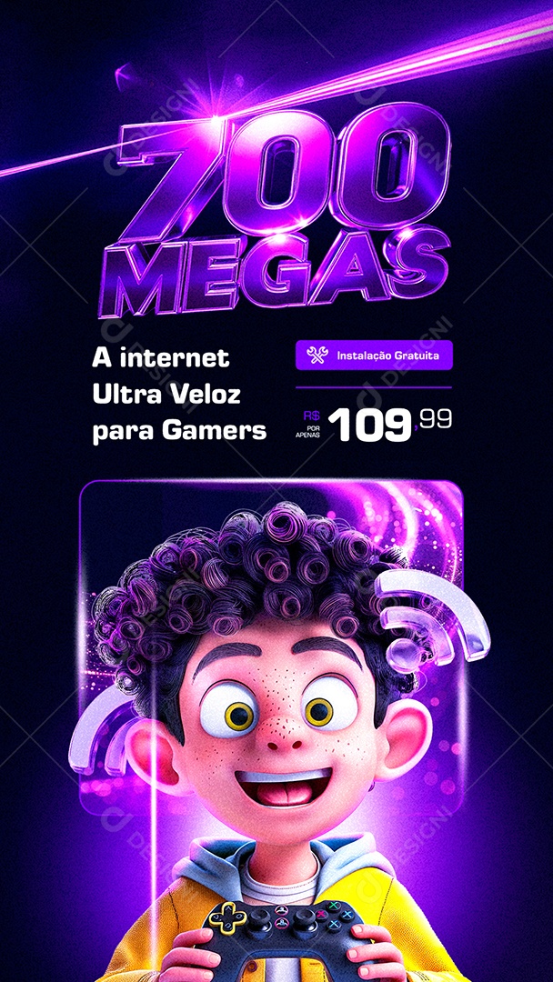 Story a Internet Ultra Veloz para Gamers Social Media PSD Editável