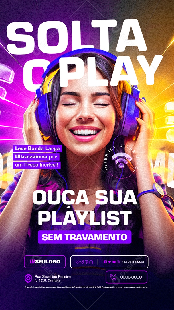 Story Ouça sua Playlist sem Travamento Social Media PSD Editável