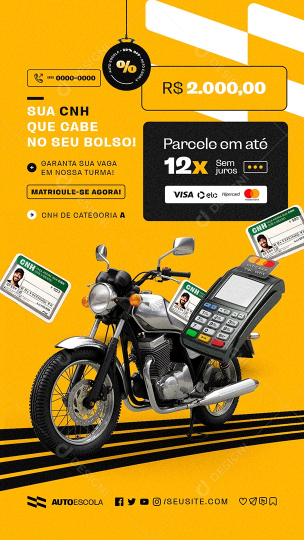 Story Sua CNH que Cabe no seu Bolso Social Mdia PSD Editável