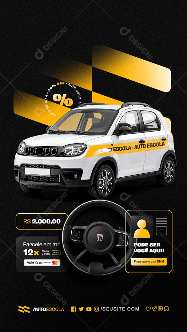 Story Auto Escola Pode ser Você Aqui Social Media PSD Editável