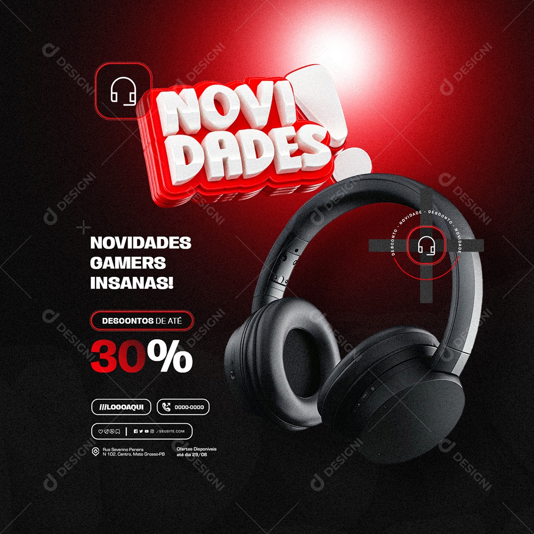 Novidades Gamers Insanas Social Media PSD Editável