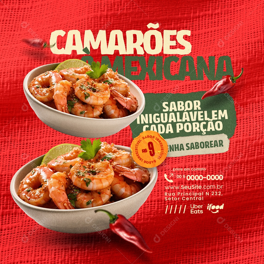 Camarões á Mexicana Social Media PSD Editável