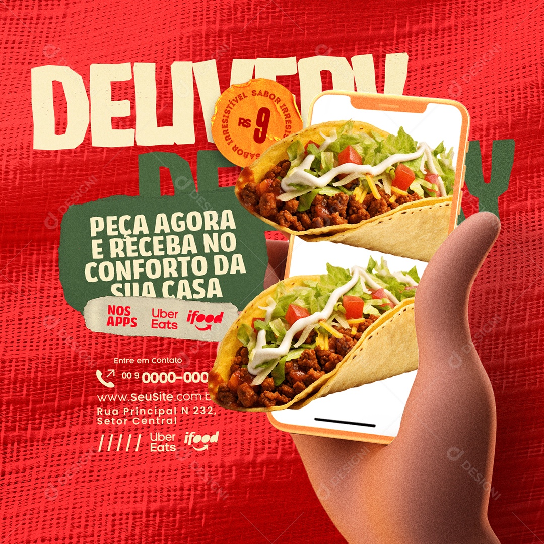 Delivery Peça Agora e Receba no Conforto da sua Casa Social Media PSD Editável