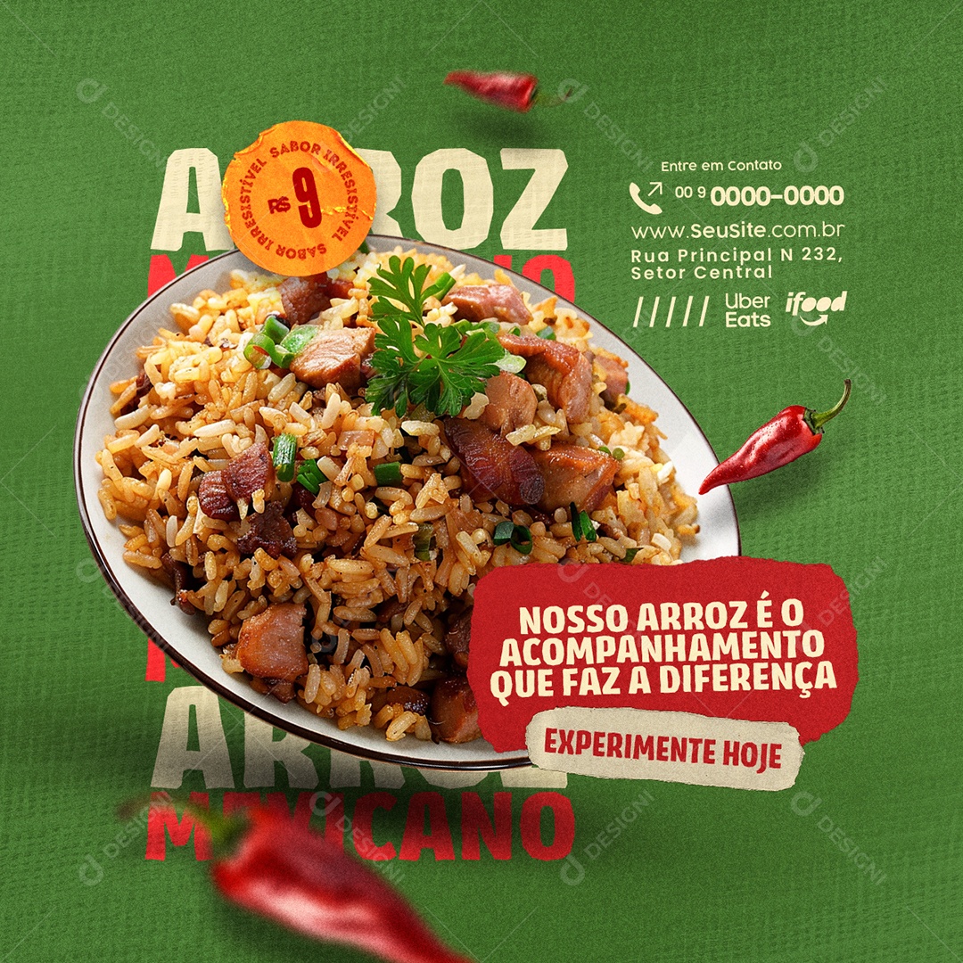 Arroz Mexicano Experimente Hoje Social Media PSD Editável