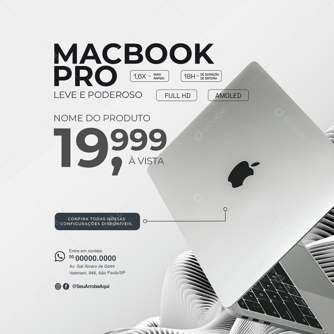 Loja da Apple Macbook Pro Leve e Poderoso Social Media PSD Editável