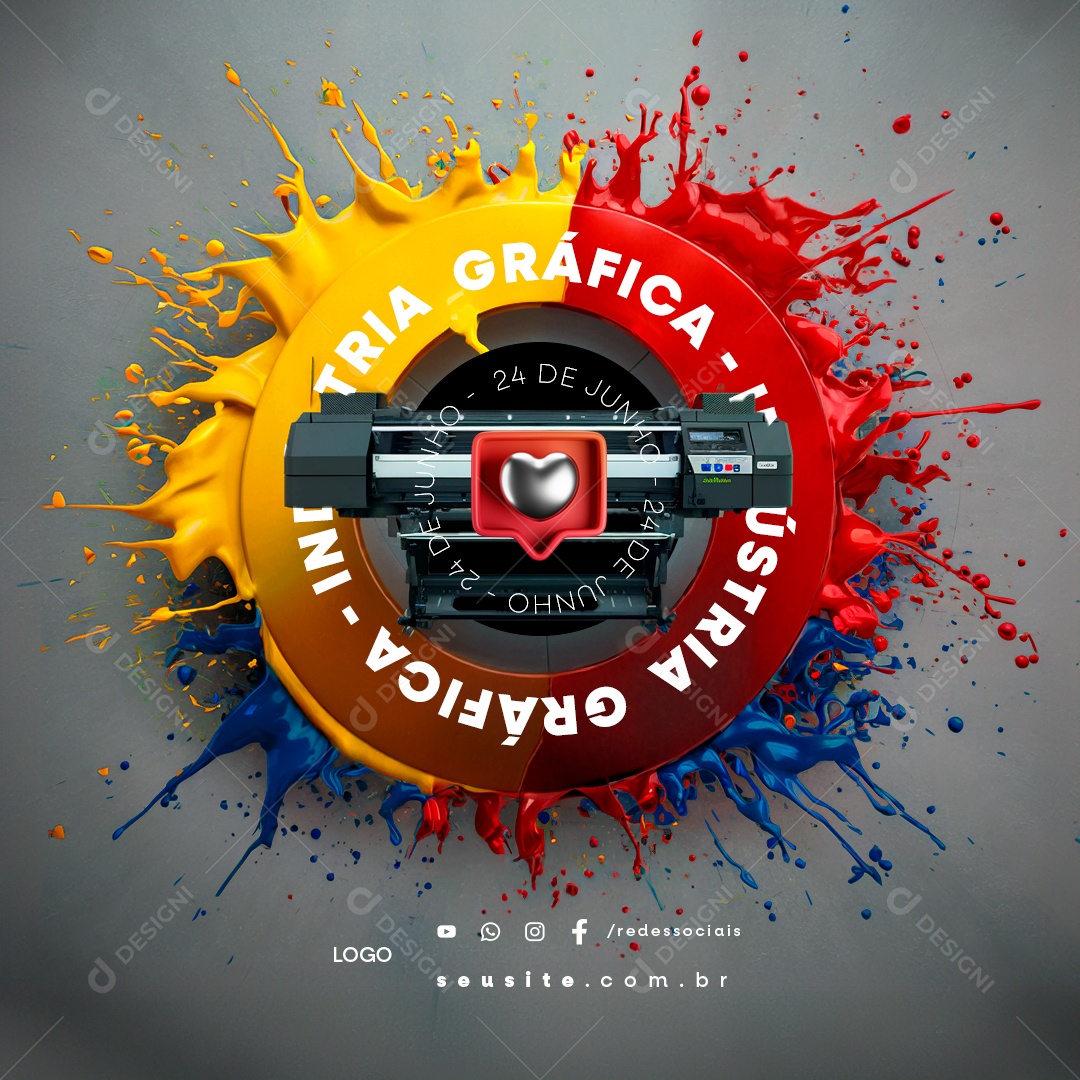 Dia da Indústria Gráfica 24 de Junho Social Media PSD Editável