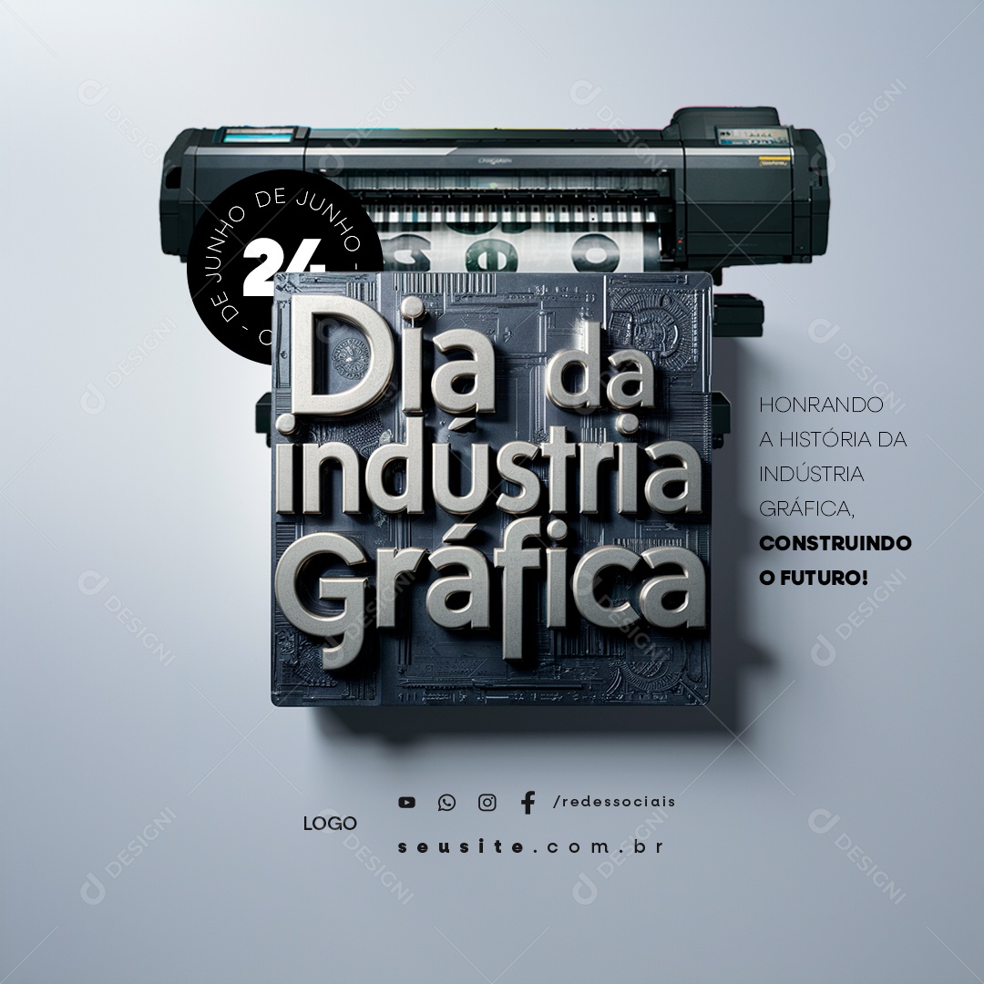 Social Media Dia da Indústria Gráfica 24 de Junho PSD Editável